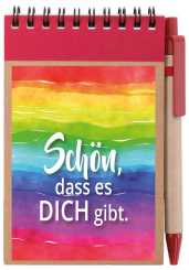 Notizblock A7 mit Kuli - Regenbogen - Schön, dass es dich gibt 