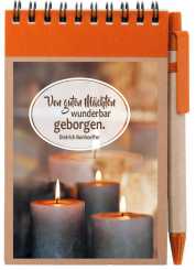 Notizblock A7 mit Kuli - Kerzen - Von guten Mächten wunderbar geborgen 