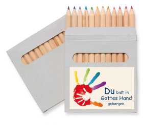 12er-Set Buntstifte - Hand in Hand - Du bist in Gottes Hand geborgen 