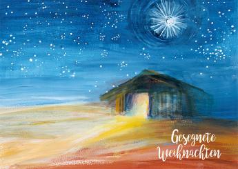 Doppelkarte plano - Weihnachtsstall - Gesegnete Weihnachten 