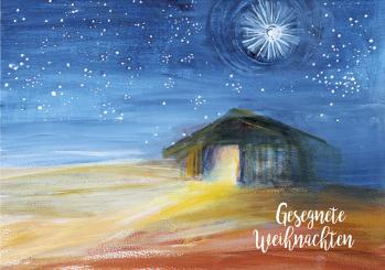 Doppelkarte plano - Weihnachtsstall - Gesegnete Weihnachten 