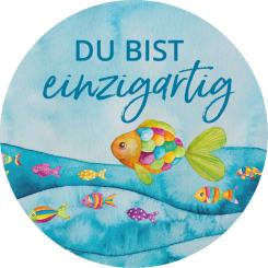 10er-Set Aufkleber - Fischschwarm - DU BIST einzigartig 