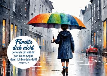10er-Set Postkarten - Jahreslosung 2027 - Regenschirm 
