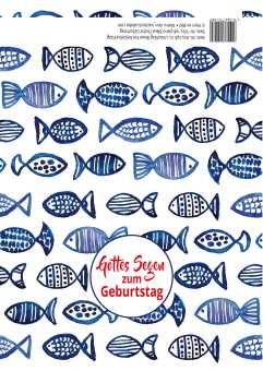 Doppelkarte plano - Blaue Fische - Gottes Segen zum Geburtstag 