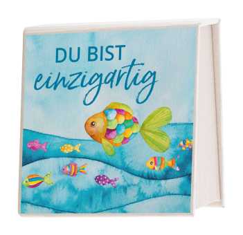 Notizblock Milchkarton - Fischschwarm - DU BIST einzigartig 