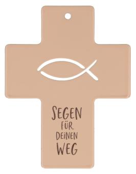 Metallkreuz 11 x 8,5 cm - Fischsymbol 