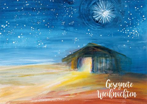 Doppelkarte plano - Weihnachtsstall - Gesegnete Weihnachten 