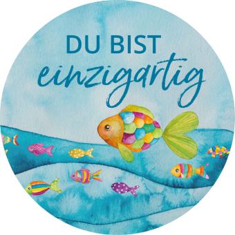 10er-Set Aufkleber - Fischschwarm - DU BIST einzigartig 
