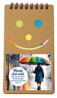 Notizblock Happy Face - Jahreslosung 2027 - Regenschirm 